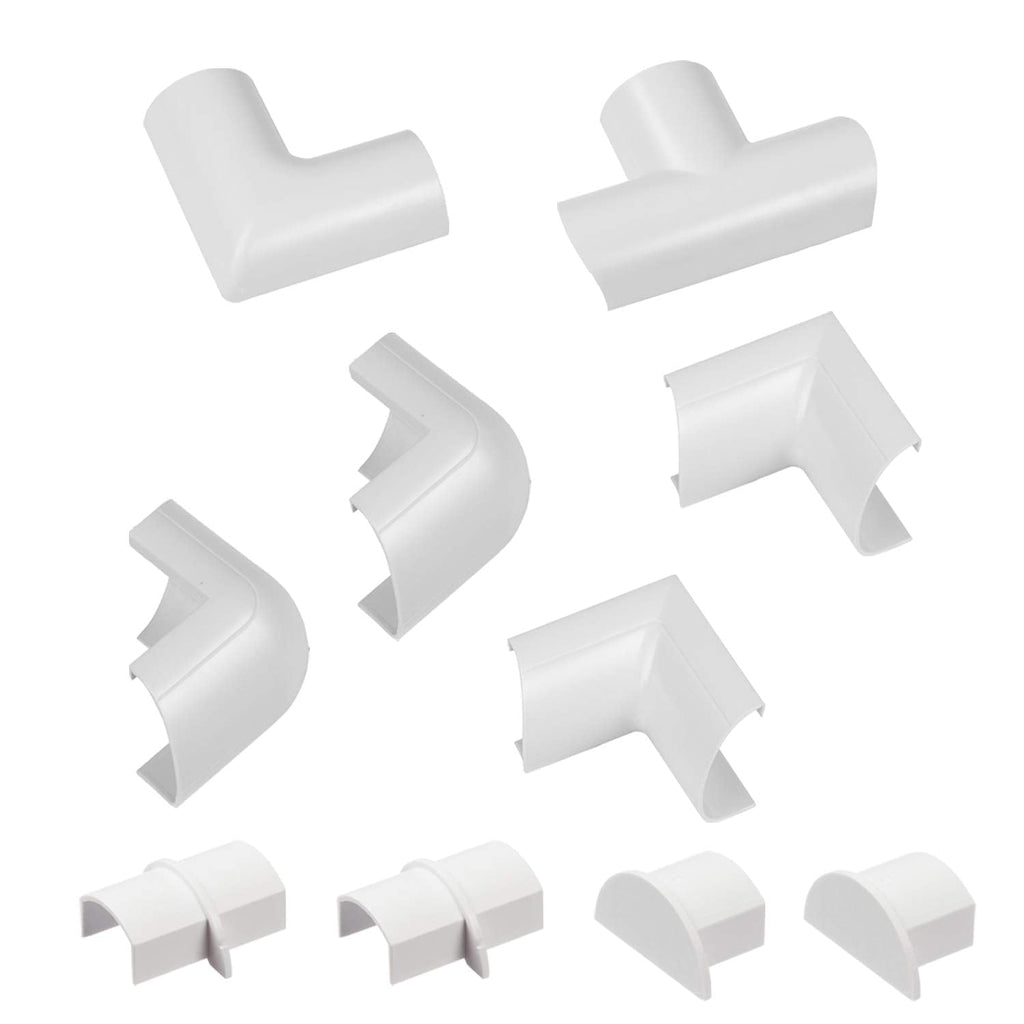  [AUSTRALIA] - D-Line Medium Cable Raceway Accessory Multipack, 10-Piece Pack, Join 1.18" (W) x 0.59" (H) Cord Cover Lengths - White Medium Accessories