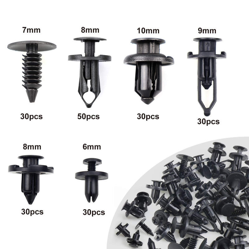 EZYKOO Universal Plastic Fender Clips,200 Pcs Push Bumper Fastener Rivet Clips with 6 Size Auto Body Retainer Clips Bumpers,Car Fender Replacement Compatible with GM, Ford & Chrysler,Honda,Accord - LeoForward Australia