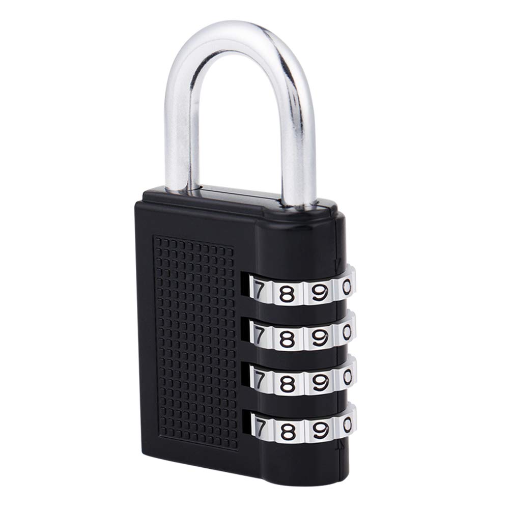  [AUSTRALIA] - ZHEGE Gym Lock, 4 Digit Combination Lock for Locker, Fence, School, Toolbox, Hasp Storage (Black) 1P 1Black