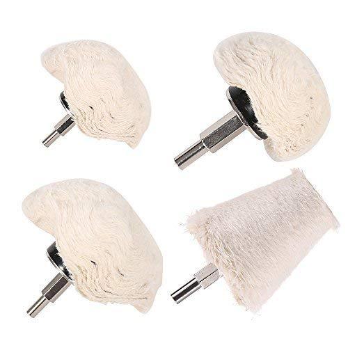  [AUSTRALIA] - polishing Ball Buffing Polishing Wheel for Drill Buffing Ball Cotton Polishing Mushroom/Cone Shaped Polishing Attachment with 1/4" Shank for manifolds Metal Stainless Steel Chrome Glass 4PCs