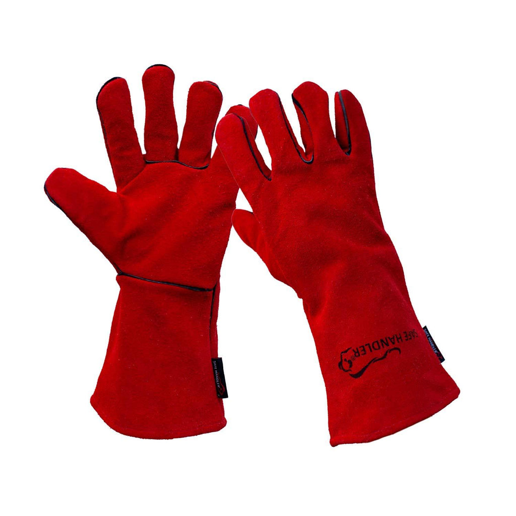  [AUSTRALIA] - SAFE HANDLER Deluxe 14" Welding Gloves with Reinforced Padding | Durable Protection, Heat Resistance, Leather Palm, Split Cowhide Leather, Full Inside Lining, 14" inch, 1 Pair 14 Inch