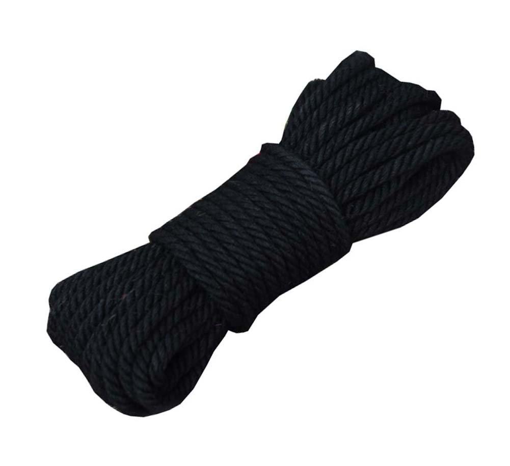  [AUSTRALIA] - DRAGON SONIC 8mm-20Meters(65ft) Natural Hemp Rope Manual Dyeing Rope for DIY Decoration,Black