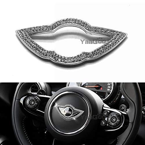  [AUSTRALIA] - YaaGoo for Mini Cooper Steering Wheel Emblem Sticker, Bling Crystal Decor, Metal Finish