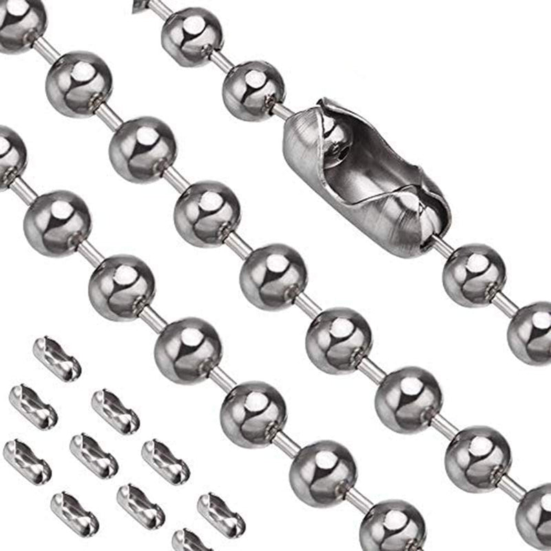  [AUSTRALIA] - Pull Chain, 10 Feet Stainless Steel Bead Chain, Rustproof &Great Pulling Force, 6 Size, 3.2mm Pull Chain Extension with 10 Free Clasp Connectors- Silver (10 Feet) 10 ft