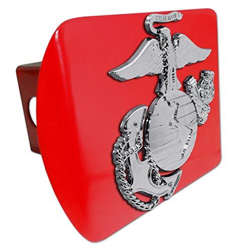  [AUSTRALIA] - Elektroplate Marines Premium Silver Anchor Red Metal Hitch Cover Silver Red