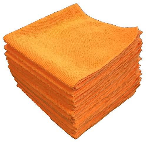  [AUSTRALIA] - Shine Doctor Microfiber Towels 16" x 16" Orange(Qty. 12) - Ultra Absorbent, Scratch & Lint Free(300GSM)