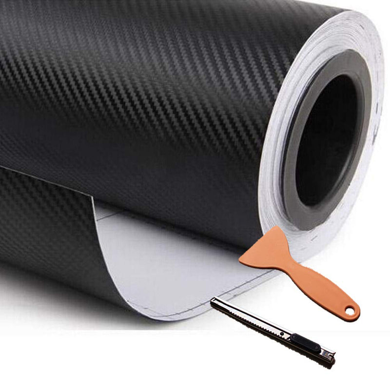  [AUSTRALIA] - DIYAH 3D Black Carbon Fiber Film Twill Weave Vinyl Sheet Roll Wrap DIY Decals with Knife and Hand Tool (12" X 60" / 1 FT X 5 FT) 12" X 60" / 1 FT X 5 FT