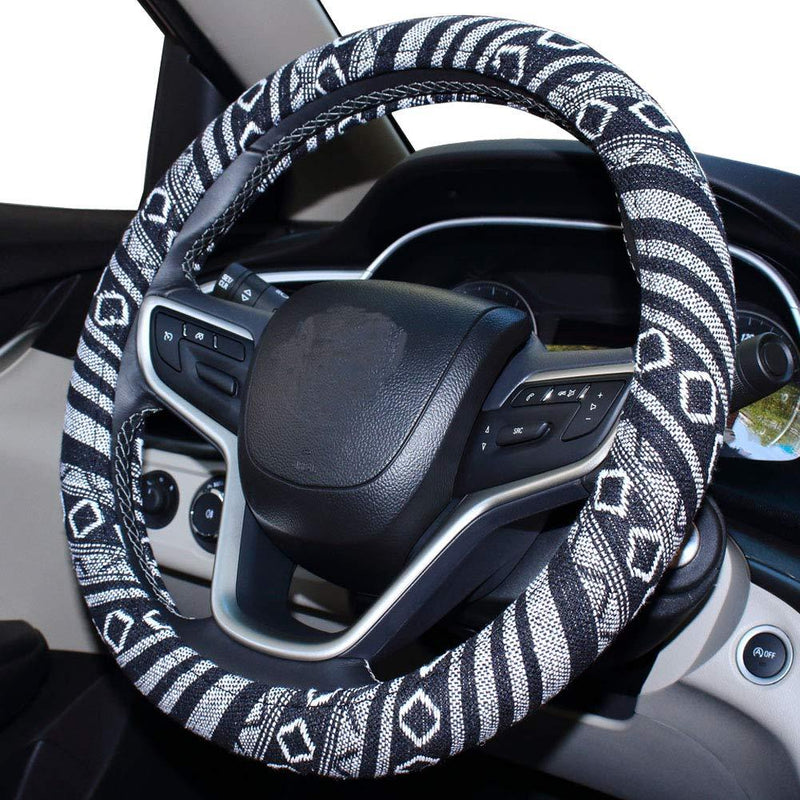  [AUSTRALIA] - SHIAWASENA Car Steering Wheel Cover, Coarse Flax Cloth, Ethnic Style, Universal 15 Inch Fit, Anti-Slip Sweat-Absorbent (E#) E#