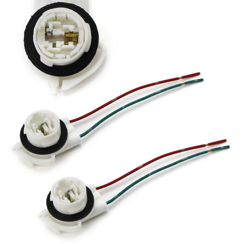 iJDMTOY (2) 3156 2-Wire Harness Pre-Wired Sockets As Repair, Replacement, Install LED Bulbs Compatible With Turn Signal Lights, DRL Lamps or Taillights - LeoForward Australia
