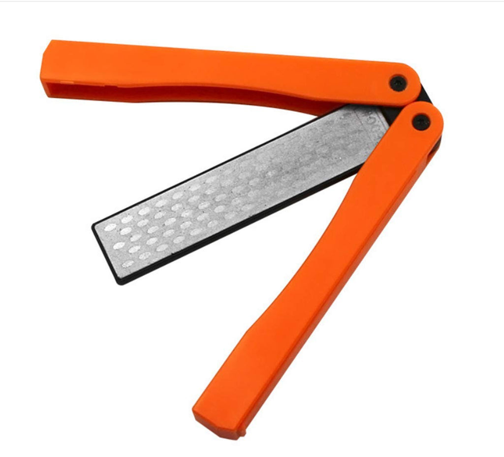  [AUSTRALIA] - 400/600 Grit Double Sided Diamond Sharpening Stone, Foldable Knife Sharpener Gritstone Whetstone Anti-slip Handheld for Kitchen Knives Pocket Knife and Scissor (Orange) Orange