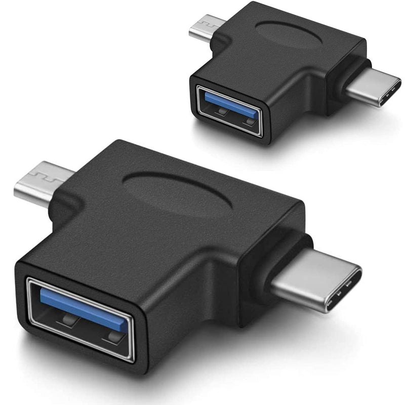 2 in 1 OTG Converter USB 3.0 to Micro USB and Type C Adapter USB3.0 Female to Micro USB Male and USB C Male Connector (2 Pack) 2 Pack - LeoForward Australia