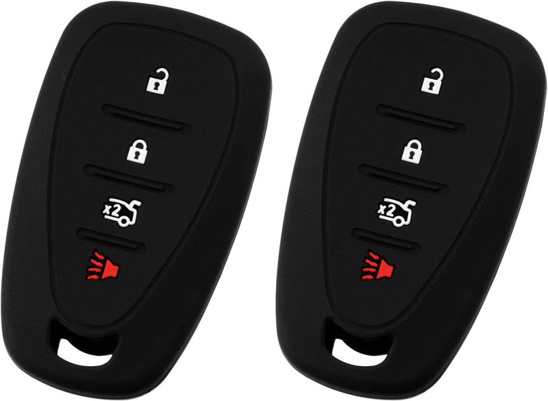  [AUSTRALIA] - KeyGuardz Keyless Entry Remote Car Smart Key Fob Outer Shell Cover Soft Rubber Protective Case for Chevy Volt Bolt Sonic Spark HYQ4EA (Pack of 2) Black