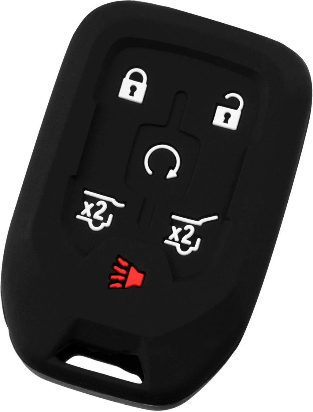  [AUSTRALIA] - KeyGuardz Keyless Entry Remote Car Smart Key Fob Outer Shell Cover Soft Rubber Protective Case for Suburban Tahoe Yukon HYQ1AA Black