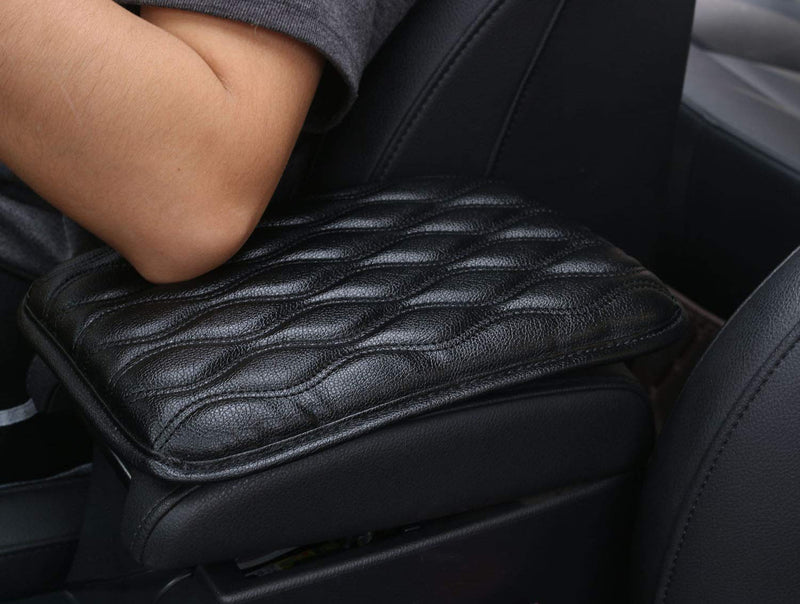  [AUSTRALIA] - Dotesy Auto Center Console Cover Armrest Pads, PU Leather Universal Car Center Console Box Arm Rest Pads Cushion Protector (Black) Black