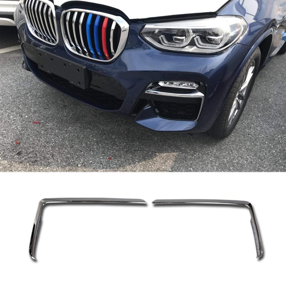  [AUSTRALIA] - Beautost Fit For BMW X3 Sport 2018 2019 2020 Front Corner Mesh Grill Molding Cover Trims Chrome