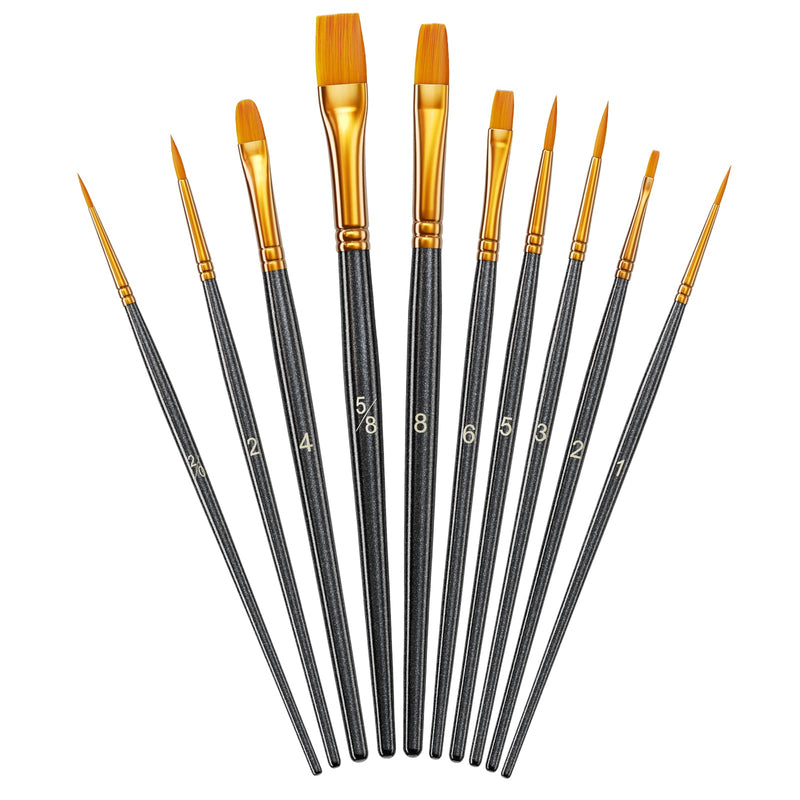  [AUSTRALIA] - Paint Brush Set, 10Pcs Paint Brushes for Acrylic Painting, Water color Paintbrushes for Kids, Easter Egg Painting Brush, Halloween Face Paint Brush , Round Pointed Tip Detail Small brush -Galaxy Black