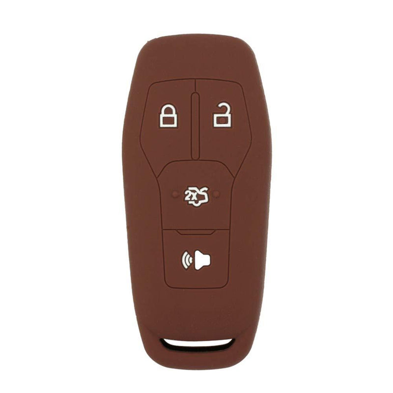  [AUSTRALIA] - SEGADEN Silicone Cover Protector Case Skin Jacket fit for FORD 4 Button Smart Remote Key Fob CV2716 Brown