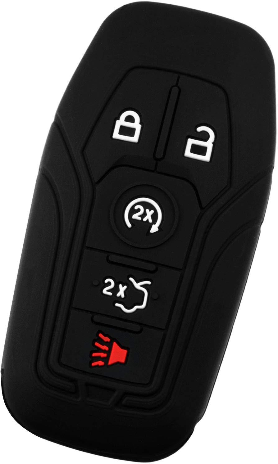  [AUSTRALIA] - KeyGuardz Keyless Entry Remote Car Smart Key Fob Outer Shell Cover Soft Rubber Protective Case for Ford Lincoln M3N-A2C31243800 Black