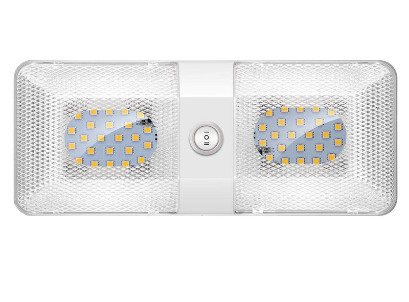  [AUSTRALIA] - BlueFire 1 Pack Upgraded Super Bright DC 12V Led RV Ceiling Double Dome Light RV Interior Lighting Trailer Camper RV Lights Interior with ON/Off Switch for Trailer Camper Car RV Boat (Natural White) Natural White