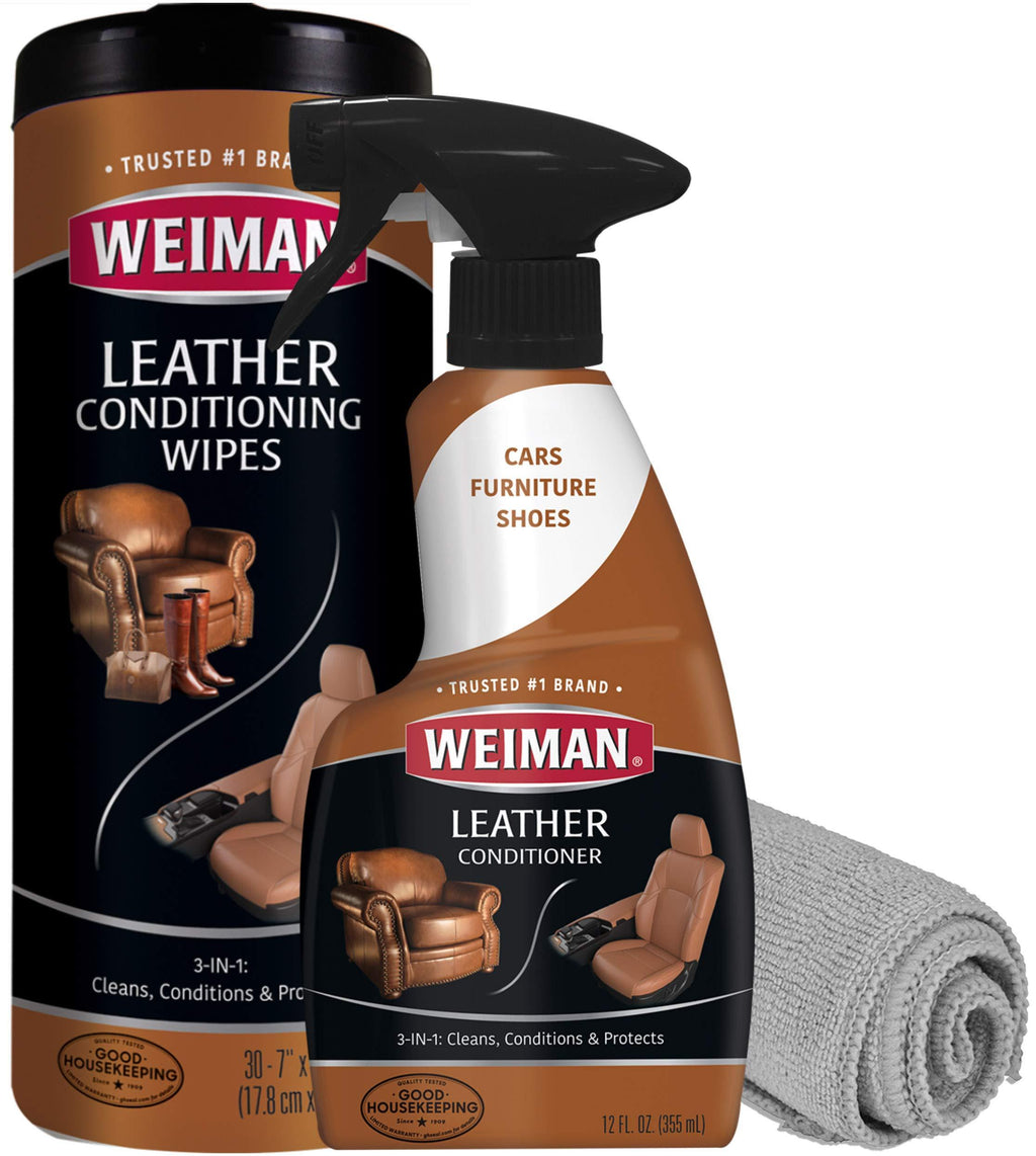  [AUSTRALIA] - Weiman Leather Cleaner and Conditioner Kit - Non-Toxic Restores Leather Surfaces - Ultra Violet Protectants Help Prevent Cracking or Fading of Leather Furniture, Car Seats, Shoes, Jackets