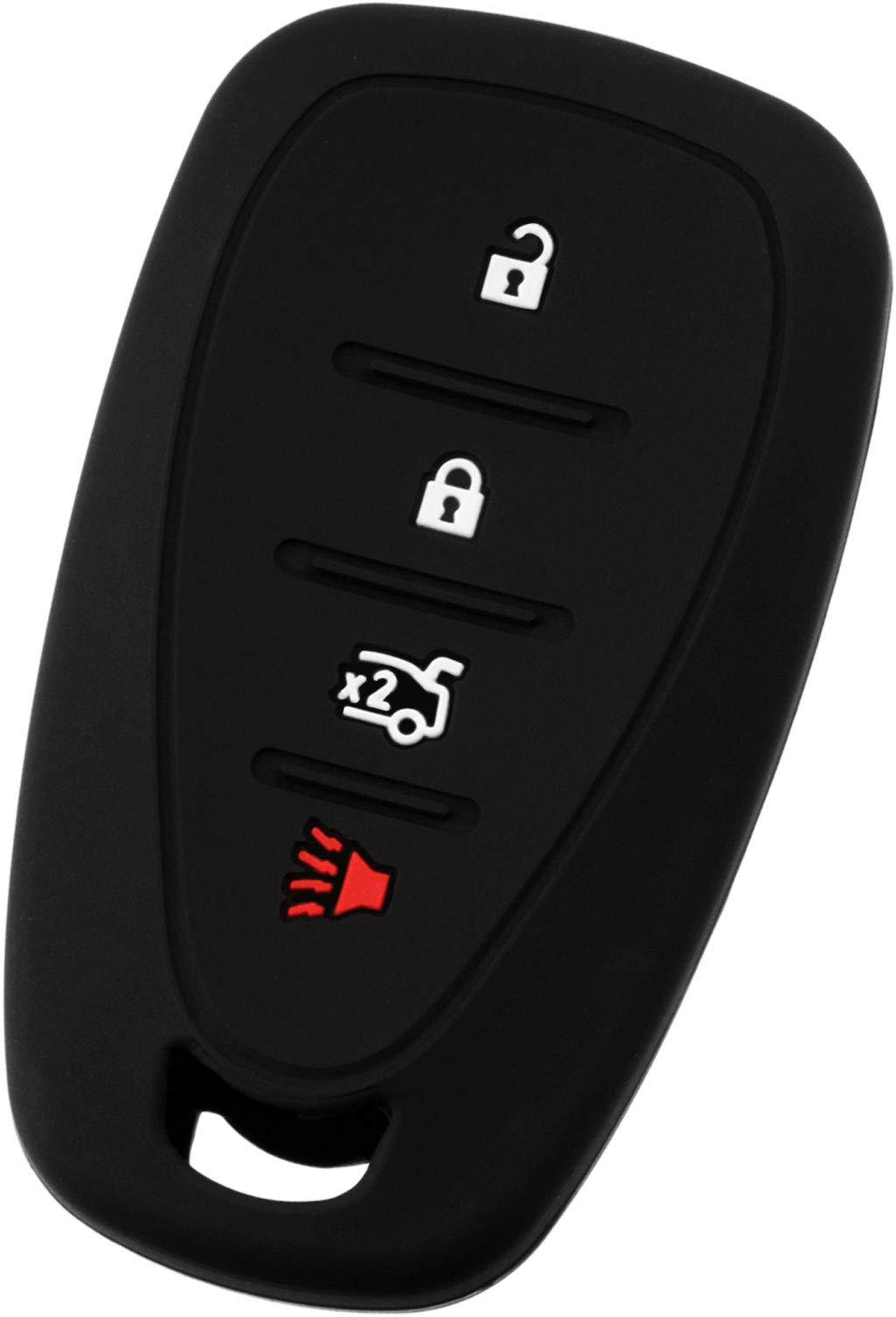  [AUSTRALIA] - KeyGuardz Keyless Entry Remote Car Smart Key Fob Outer Shell Cover Soft Rubber Protective Case for Chevy Volt Bolt Sonic Spark HYQ4EA Black