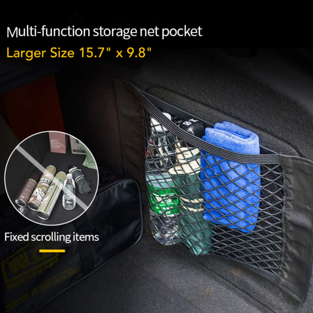 9 MOON Trunk Organizer Rear Trunk Back Seat Cargo Mesh Net Bag - Larger Size 15.7" x 9.8" Flexible Nylon Car Storage Wall Sticker Pouch Bag,Universal Style 2 - LeoForward Australia