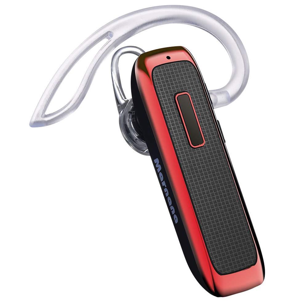 Bluetooth Headset, Marnana Wireless Bluetooth Earpiece with 18 Hours Playtime and Noise Cancelling Mic, Ultralight Earphone Hands-Free for iPhone iPad Tablet Samsung Android Cell Phone Call - Red - LeoForward Australia
