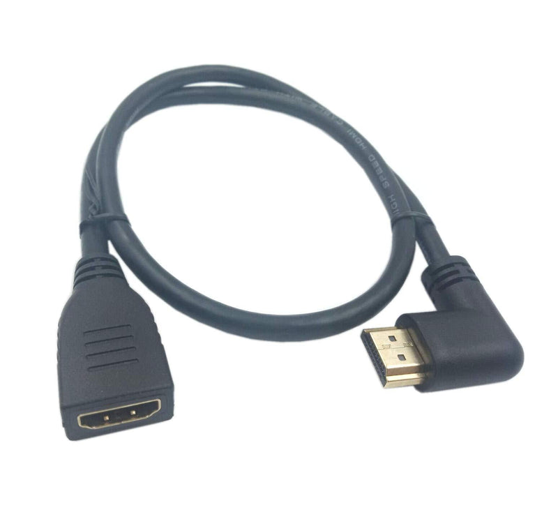 HDMI 2.0 Cord, Haokiang 1FT 90 Degree Gold Plated High Speed HDMI Male Left Angle to Female Extension Cable 60Hz, 4K 2K - LeoForward Australia