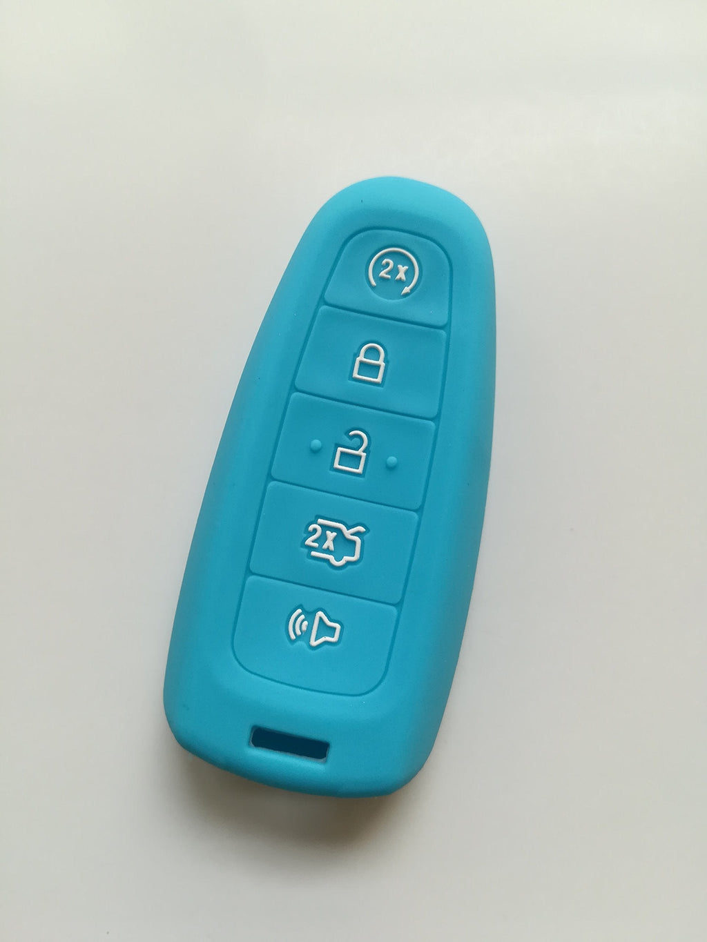  [AUSTRALIA] - Sky Blue Silicone Fob Skin Key Cover for Lincoln Ford Escape Explorer Focus Taurus Flex 5 Buttons Fob Remote Keyless Entry Smart Key Case Shell Key Protector Key Jacket