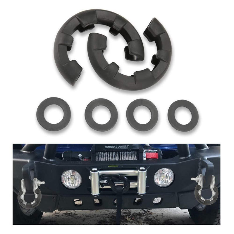  [AUSTRALIA] - BUNKER INDUST Newest D Ring/Shackle Isolator Kit,1 Pair Black D-Ring Isolator and 4 Pcs Washers Dring Cover Fit for 3/4 Shackle 4x4 Jeep Accessories Protect Bumper Reduce Rattling Shackle Silencers black(newest)