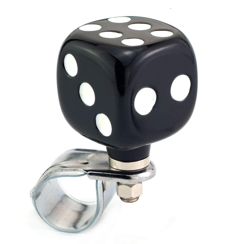  [AUSTRALIA] - Thruifo Steering Wheel Knob Suicide Spinner, Dice Shape Car Power Handle Grip Knobs Fit Most Manual Automatic Vehicles, Black & White