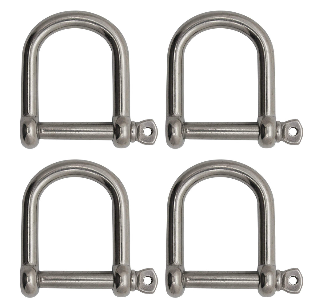  [AUSTRALIA] - Extreme Max 3006.8225.4 BoatTector Stainless Steel Wide D Shackle - 1/4", 4-Pack 1/4"