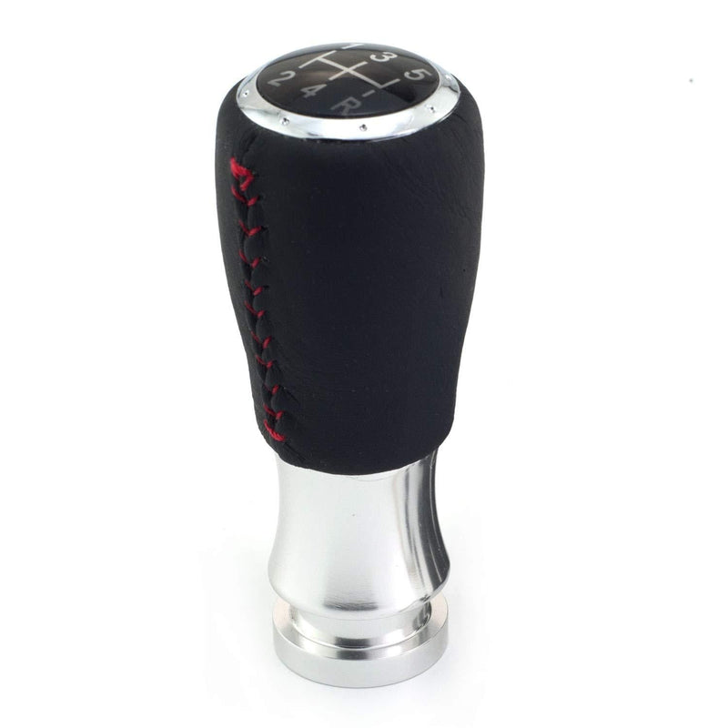  [AUSTRALIA] - Thruifo Leather Gear Shift Knob 5 Speed, Manual Auto Car 5-Lever Stick Shifter Head Fit Most MT Vehicles, Red Stitched Red Line