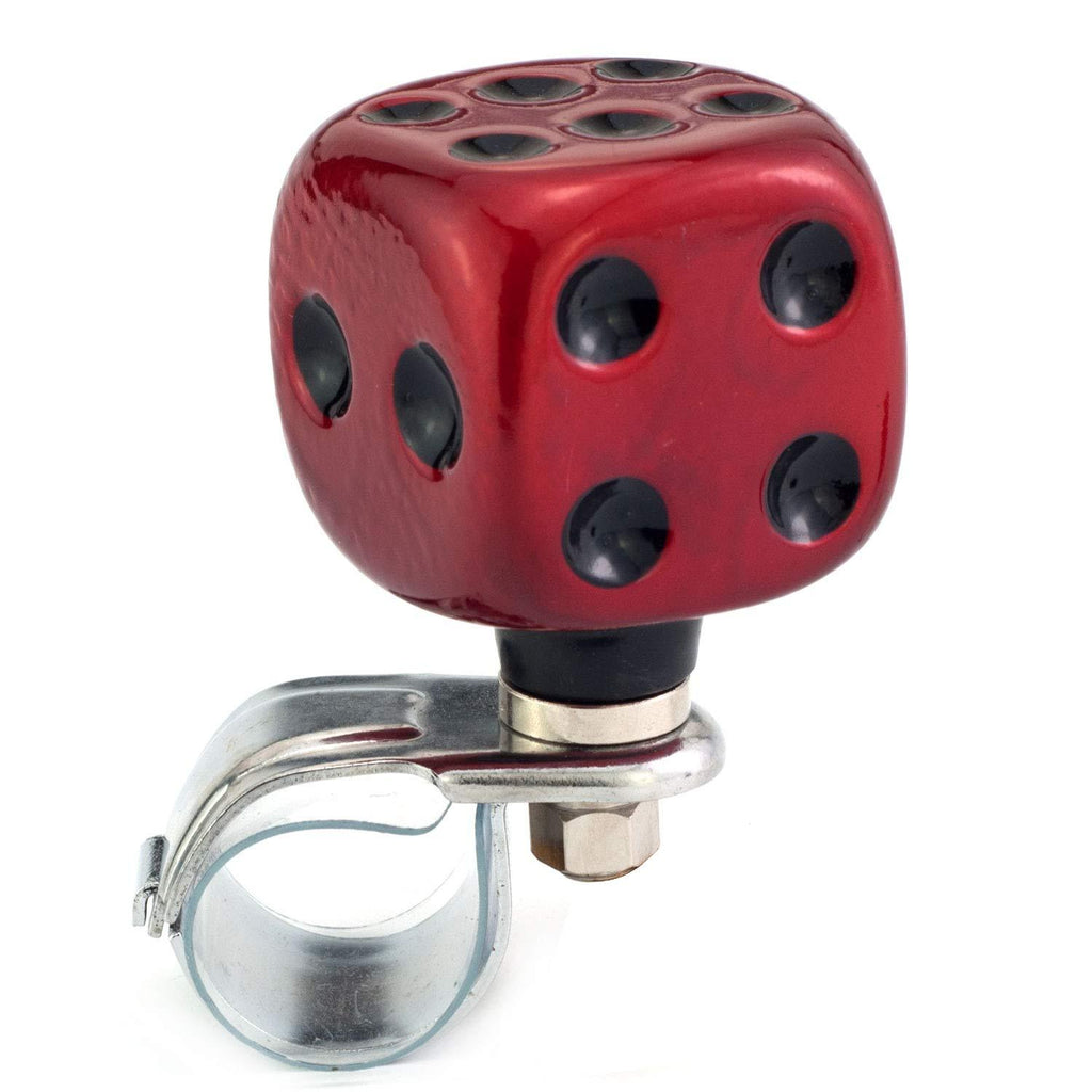  [AUSTRALIA] - Thruifo Steering Wheel Knob Suicide Spinner, Dice Shape Car Power Handle Grip Knobs Fit Most Manual Automatic Vehicles, Red