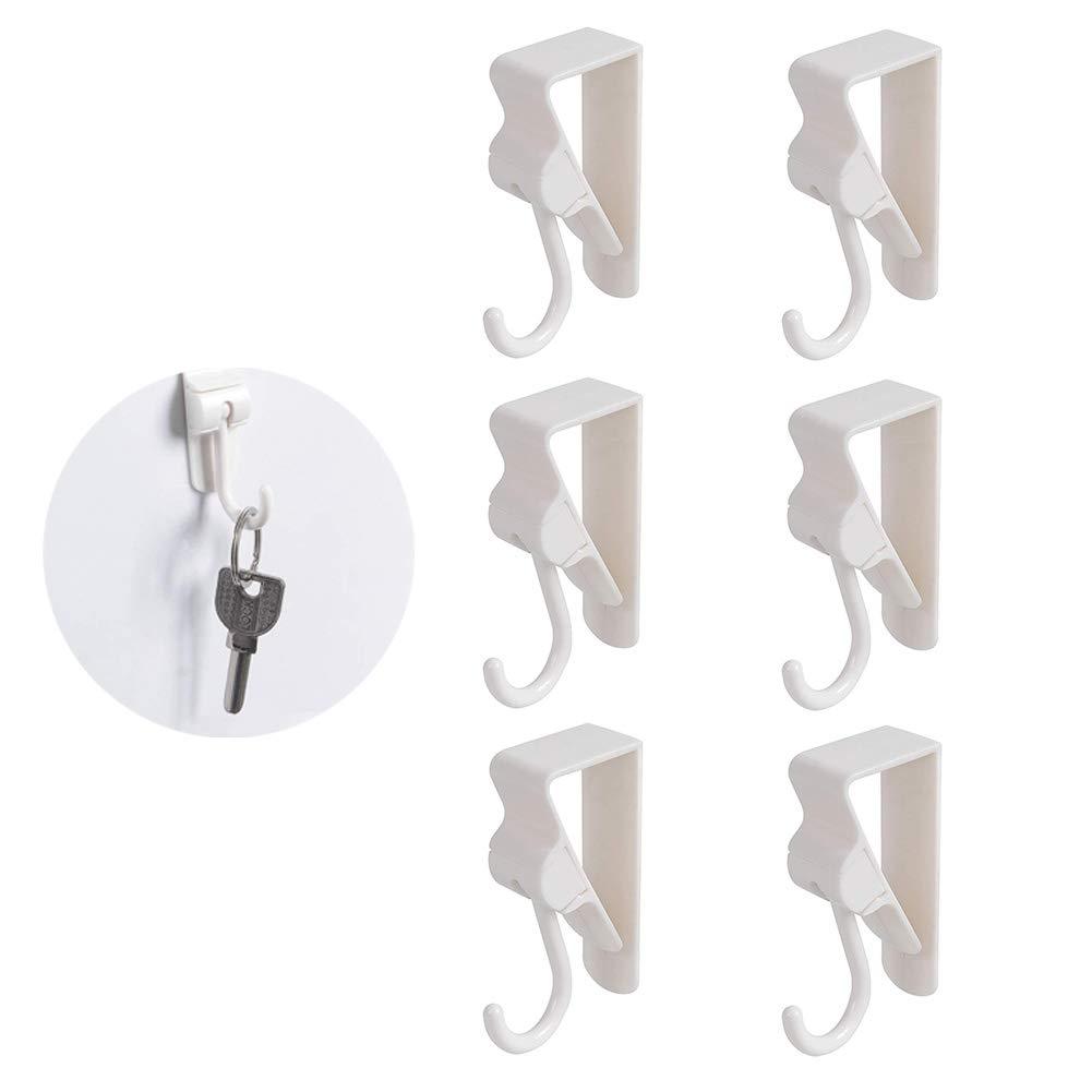  [AUSTRALIA] - Saim Cabinet Drawer Hook Over Door Cupboard Hook Clip Design Firm Hook Made of ABS Material Smooth and Bright Suitable for Bathroom Kitchen Bedroom Offices 6Pcs 6 Pieces