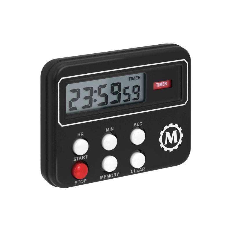 Marathon 24 Hour Compact Digital Countdown Timer with Count-up and Clock Feature (Black) Black - LeoForward Australia