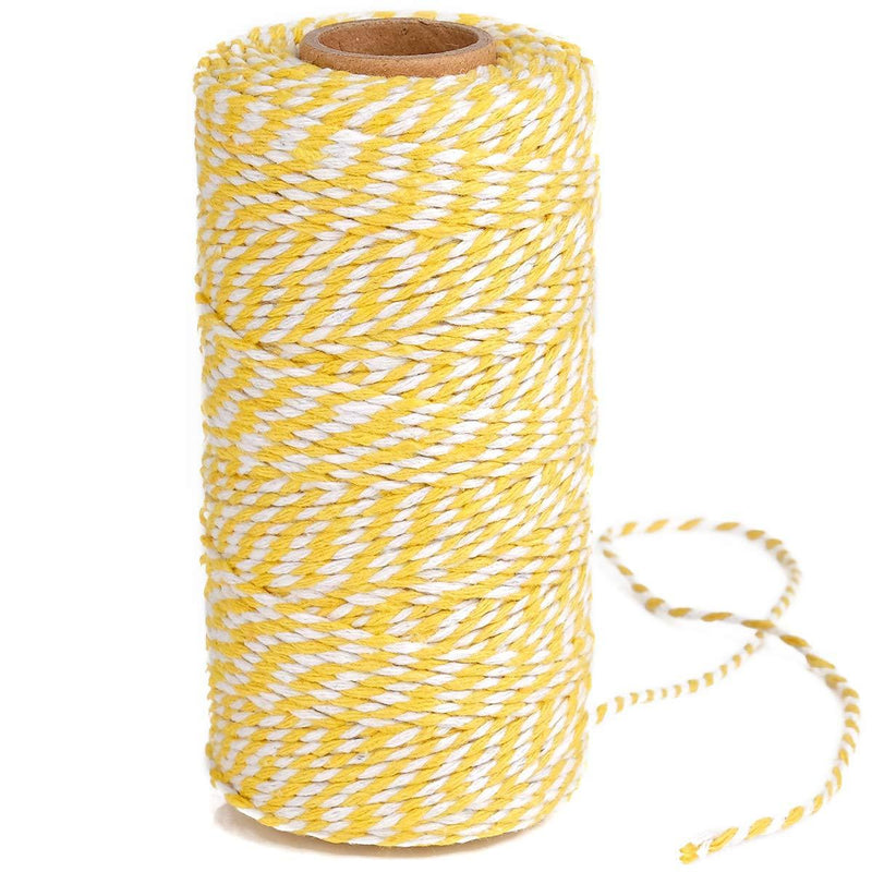  [AUSTRALIA] - Eison Wedding Twine Holiday Twine Cotton Bakery String Yellow and White Twine Rope Cord for Wedding and Holiday Gift Wrapping, Arts Crafts 656 Feet (Yellow+White) Yellow+white