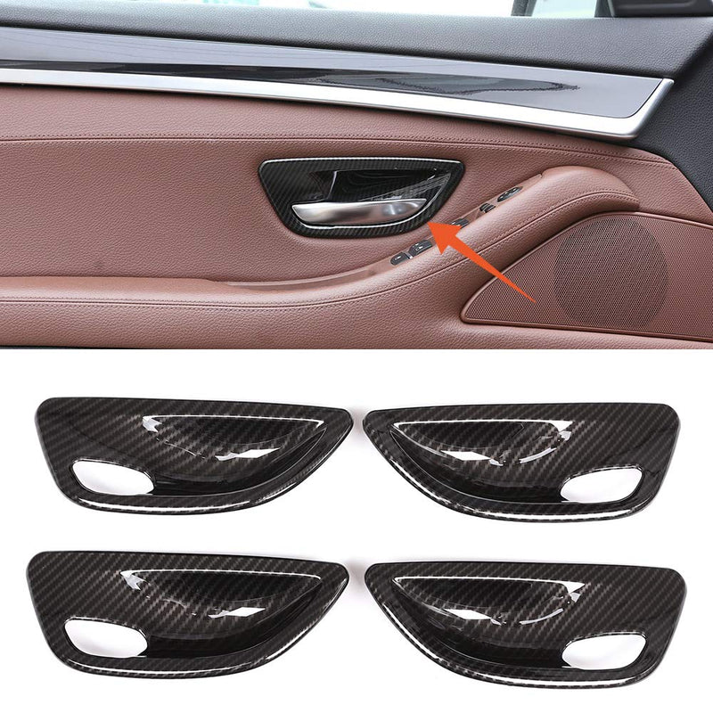 YUECHI for BMW 5 Series F10 520 528 525 2011-2017 Carbon Fiber Style Car Interior Door Handle Bowl Cover Trim - LeoForward Australia
