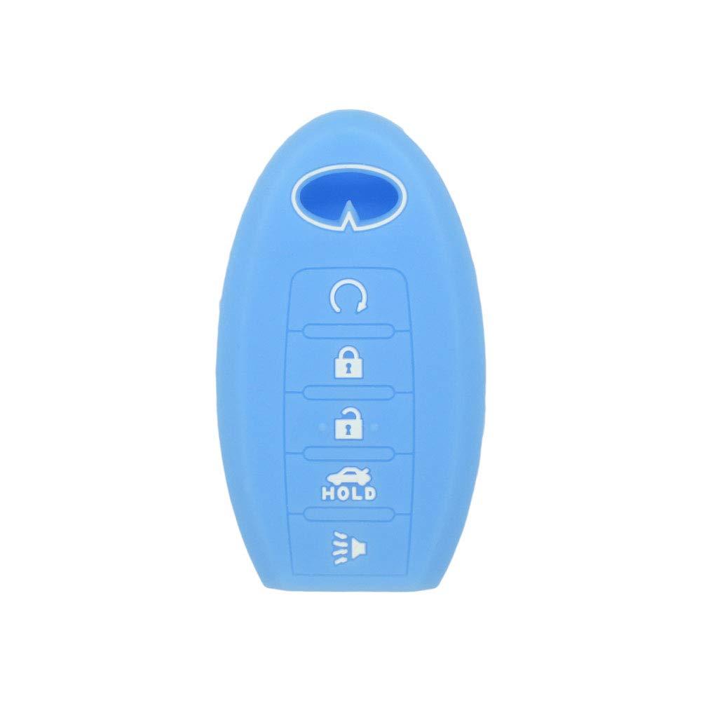  [AUSTRALIA] - SEGADEN Silicone Cover Protector Case Skin Jacket fit for INFINITI Q60 QX80 JX35 5 Button Smart Remote Key Fob CV4506 Light Blue