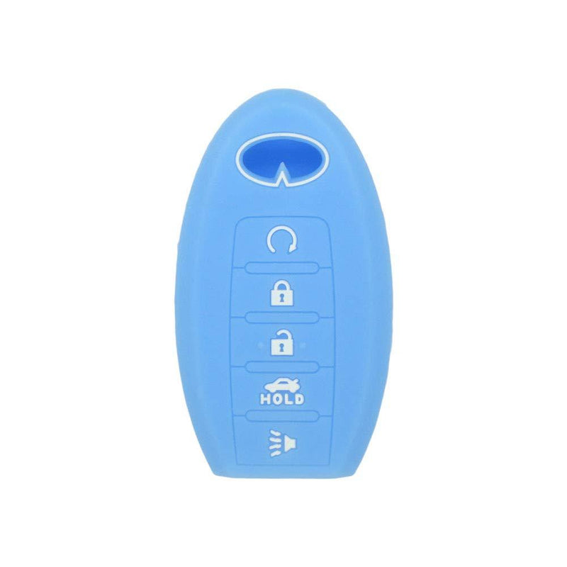  [AUSTRALIA] - SEGADEN Silicone Cover Protector Case Skin Jacket fit for INFINITI Q60 QX80 JX35 5 Button Smart Remote Key Fob CV4506 Light Blue