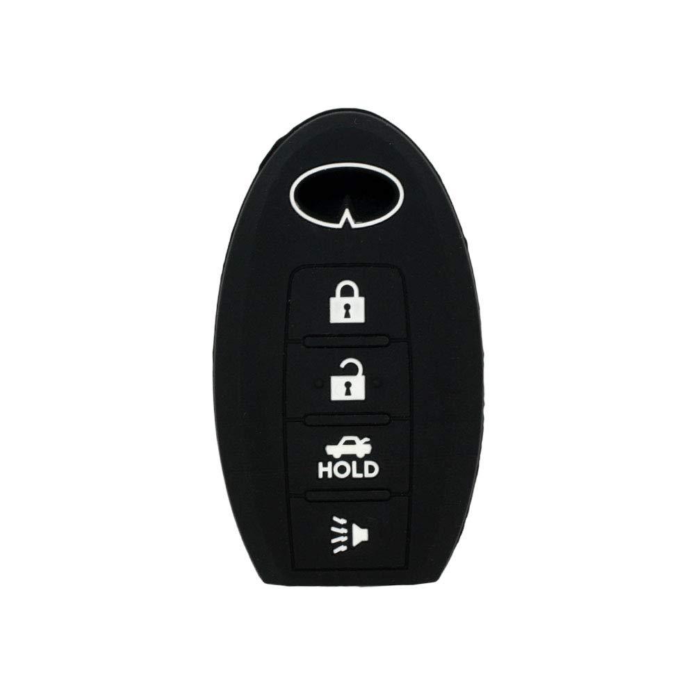  [AUSTRALIA] - SEGADEN Silicone Cover Protector Case Skin Jacket fit for INFINITI 4 Button Smart Remote Key Fob CV4508 Black