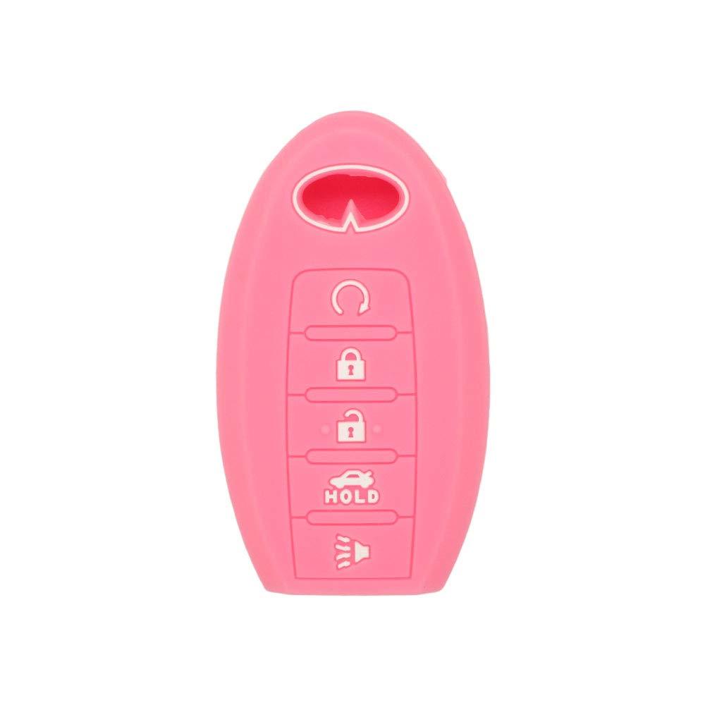  [AUSTRALIA] - SEGADEN Silicone Cover Protector Case Skin Jacket fit for INFINITI Q60 QX80 JX35 5 Button Smart Remote Key Fob CV4506 Pink
