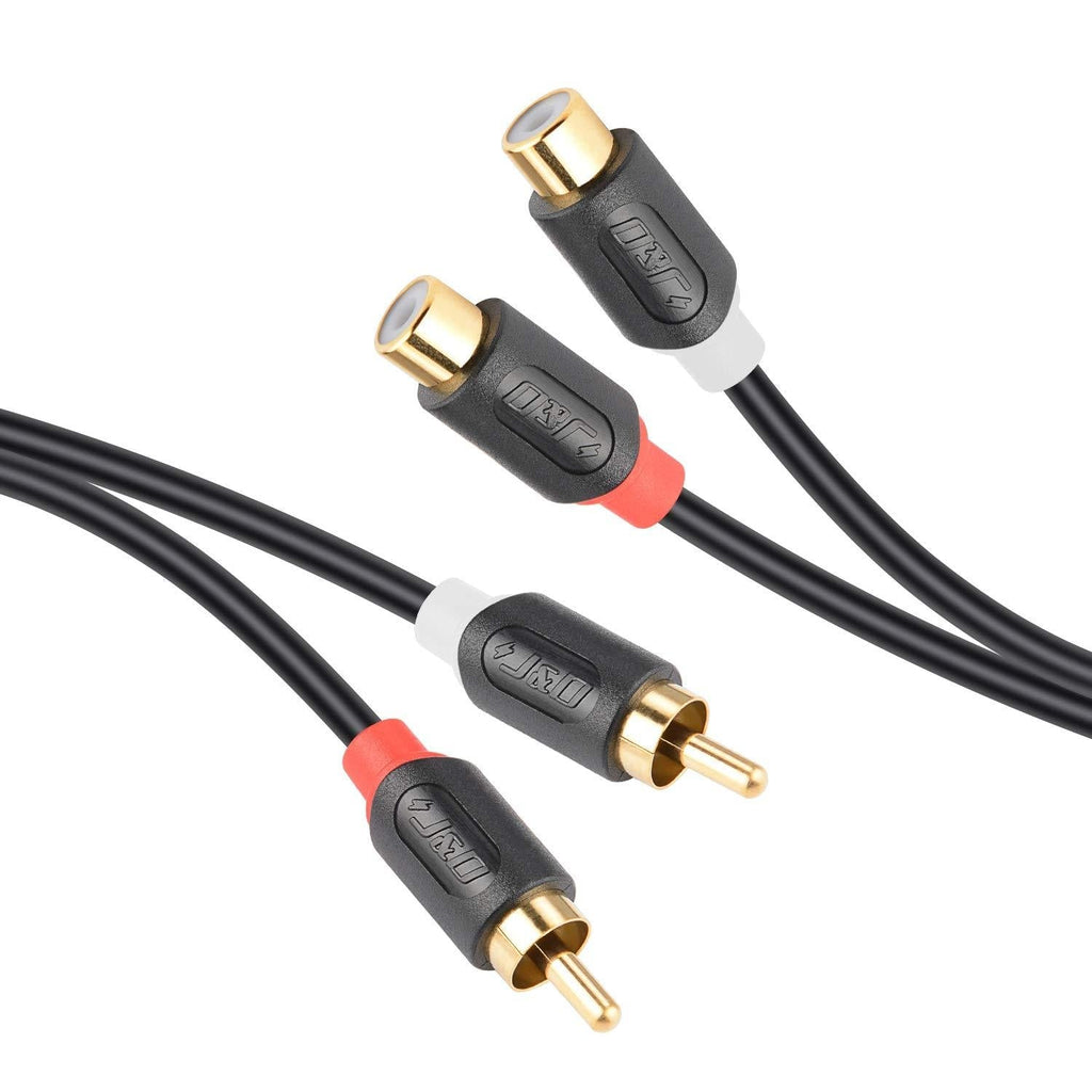 J&D 2 RCA Extension Cable, RCA Cable Gold Plated Audiowave Series 2 RCA Male to 2 RCA Female Stereo Audio Extension Cable, 9 Feet - LeoForward Australia