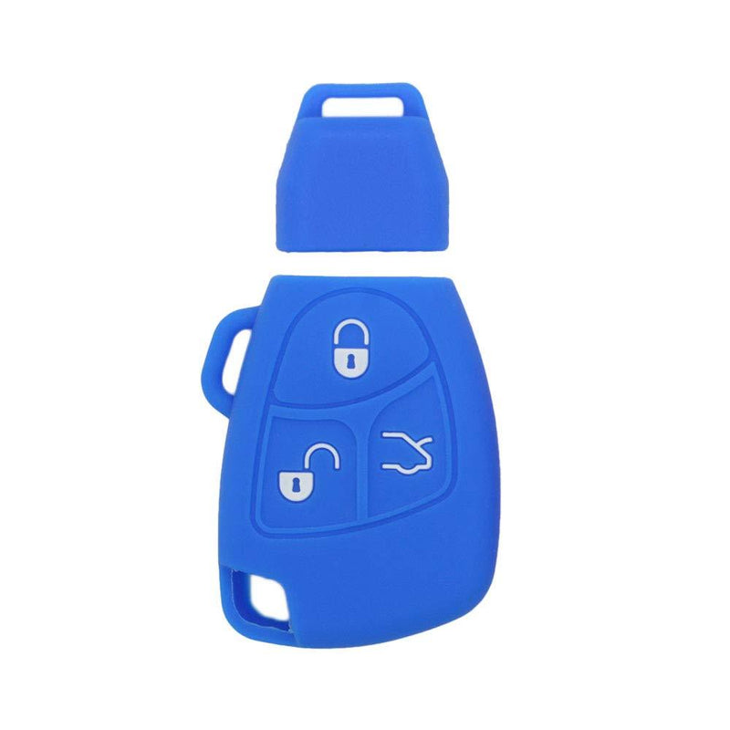 SEGADEN Silicone Cover Protector Case Holder Skin Jacket Compatible with MERCEDES BENZ 3 Button Smart Remote Key Fob CV4956 Deep Blue - LeoForward Australia
