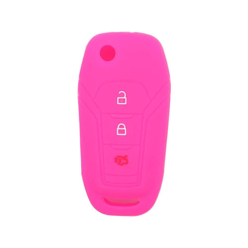  [AUSTRALIA] - SEGADEN Silicone Cover Protector Case Skin Jacket fit for FORD 3 Button Flip Remote Key Fob CV4709 Rose