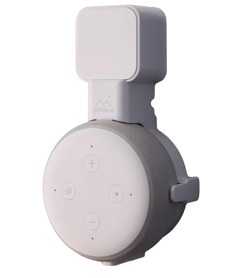  [AUSTRALIA] - Dot Genie [Square Plug ONLY 2018-2021]: Dot 3rd Gen Wall Mount | The Original Outlet Hanger | No Muffled Sound | Exposed Speaker Grill, Mics, and Lights (White, 1-Pack) 1 Pack White