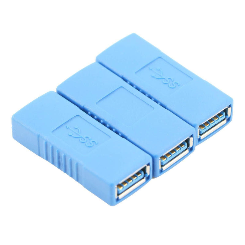  [AUSTRALIA] - SAISN USB 3.0 Connector Female to Female Adapter USB 3.0 Coupler Adapter Converter Bridge Extension Coupler (Pack of 3, Blue)