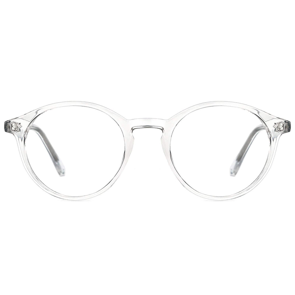 TIJN Blue Light Blocking Glasses Men Women Vintage Thick Round Rim Frame Eyeglasses 01transparent - LeoForward Australia