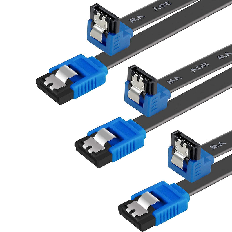  [AUSTRALIA] - BENFEI SATA Cable III, 3 Pack SATA Cable III 6Gbps 90 Degree Right Angle with Locking Latch 18 Inch for SATA HDD, SSD, CD Driver, CD Writer - Blue 180-90 degree