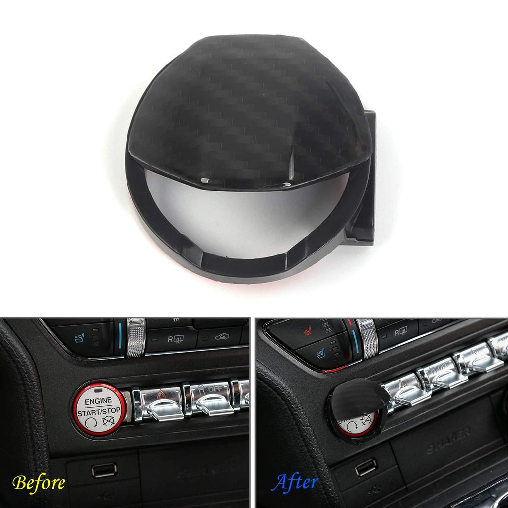  [AUSTRALIA] - Carbon Fiber Grain Engine Start Stop Button Center Console Switch Cover Trim for Ford Mustang 2015 2016 2017